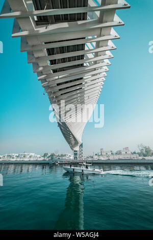 Amazing Futuristic Bridge through Dubai Water Canal, Dubai, Jan.2018 Stock Photo