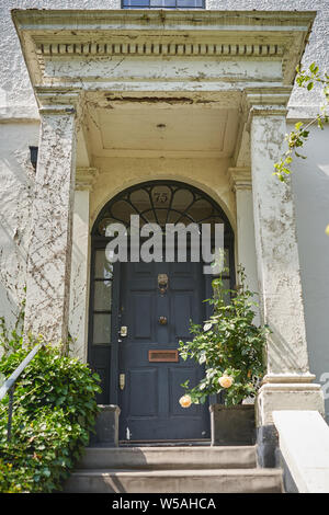 London, UK - July, 2019. Typical coloured entrance door of a Georgian Terrace in a residential area in London. Stock Photo
