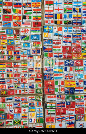 Bunch of patches with world country flags. Embroidered flags background Stock Photo