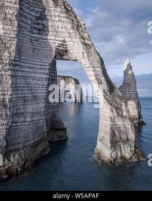 Cliffs of Etretat, aerial view, Normandy, France Stock Photo