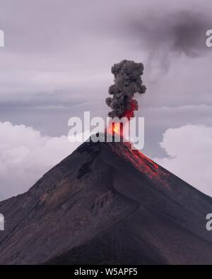 Volcanic eruption, smoke cloud, Volcan de Fuego, active volcano, Guatemala Stock Photo