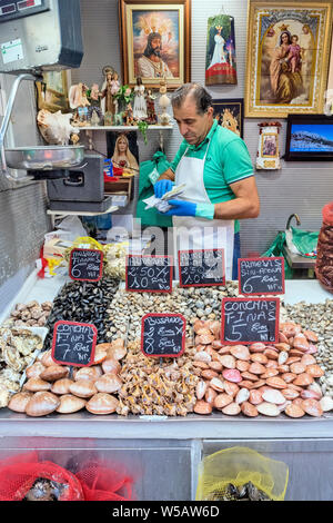 the magnificent fish and shell market in Malaga Andalusia, Spain Stock Photo