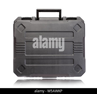 Black plastic tool box isolate on white background Stock Photo