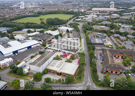 SWINDON UK - JULY 27, 2019: Aerial view of Mead Way in Swindon. Stock Photo