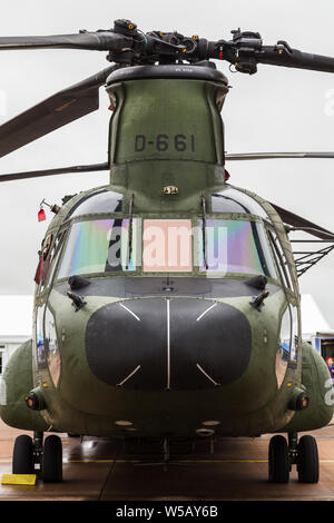 Royal Netherlands Air Force CH-47D/F Chinook captured at the 2019 Royal International Air Tattoo at RAF Fairford. Stock Photo