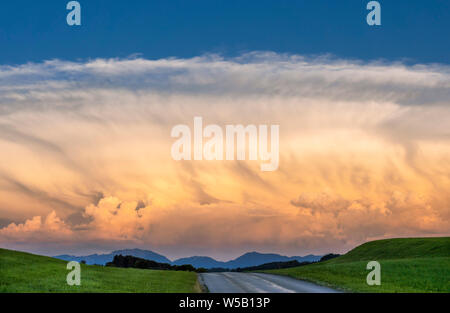 Cumulonimbus clouds in the evening in Upper Bavaria, Bavaria, Germany, Europe Stock Photo
