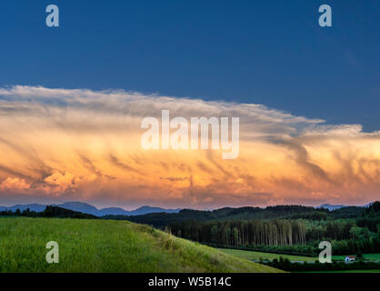 Cumulonimbus clouds in the evening in Upper Bavaria, Bavaria, Germany, Europe Stock Photo