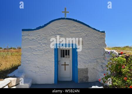 Traditional beautiful small chapel Greek style. Kos Island-Greece. Stock Photo