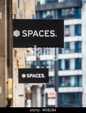 Spaces London - Spaces Moorgate IWG owned office space and co-working space rental company in London in the City of London Financial District. Stock Photo