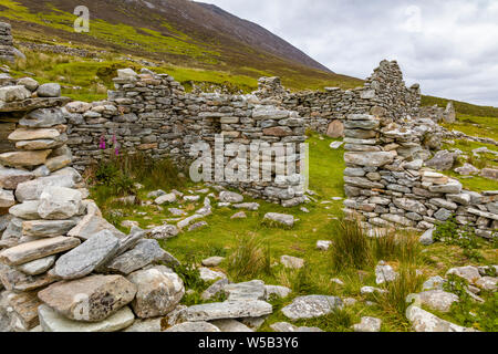 Ruins of the deserted Village at Slilevemore on Achill Island in County Mayo Ireland Stock Photo