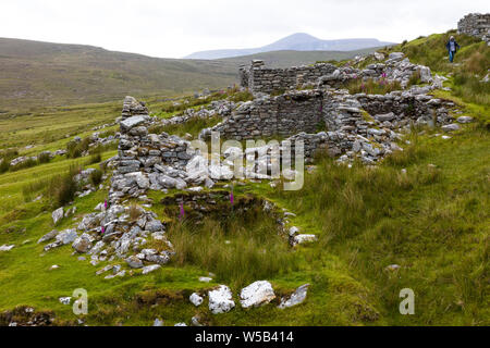 Ruins of the deserted Village at Slilevemore on Achill Island in County Mayo Ireland Stock Photo