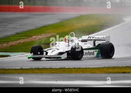 TOWCESTER, United Kingdom. 27th July, 2019. Mike Cantillon (Williams FW07C) during Sir Jackie Stewart Trophy for FIA Masters Historic Formula One of Day Two of Silverstone Classic Moto Racing at Silverstone Circuit on Saturday, July 27, 2019 in TOWCESTER, ENGLAND. Credit: Taka G Wu/Alamy Live News Stock Photo