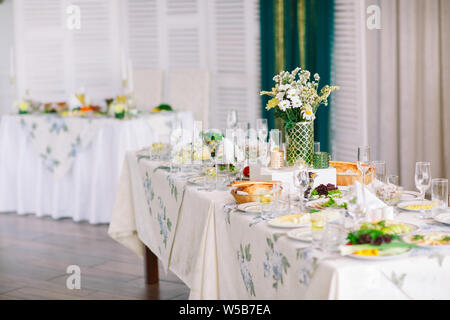 Wedding Table setting in the restaurant. Wed banquet. Stock Photo