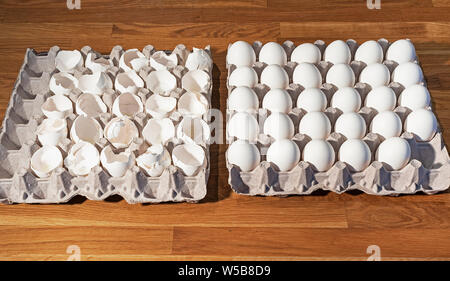 Eggs and Eggshells in a Carton Stock Photo