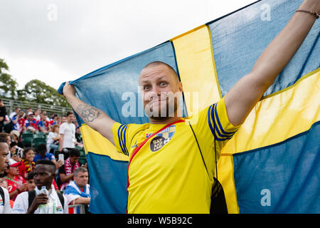 Cardiff, Wales. 27th July, 2019. Football teams from more than 50 countries compete in the Homeless World Cup at Cardiff's iconic Bute Park, Wales, UK Credit: Tracey Paddison/Alamy Live News Stock Photo