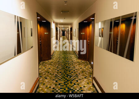 Rooms floor corridor of Hilton Helsinki airport hotel, Finland Stock Photo