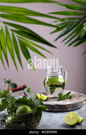 Summer drink, lemonade with lemon and mint Stock Photo