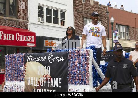 New Rochelle, USA. 27th July, 2019. It was MARIANO RIVERA Day for the  famous New York Yankees pitcher and newly inducted Hall of Famer, who was  honored by his adoptive city of