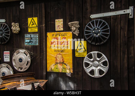 Saucy garage sign. Stock Photo