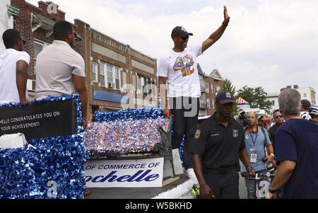 New Rochelle, USA. 27th July, 2019. It was MARIANO RIVERA Day for the  famous New York Yankees pitcher and newly inducted Hall of Famer, who was  honored by his adoptive city of