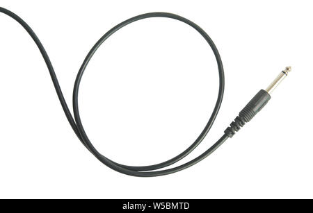 Guitar audio jack with black cable isolated on white background with clipping path Stock Photo
