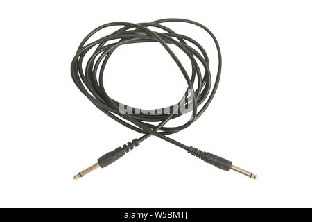 Guitar audio jack with black cable isolated on white background with clipping path Stock Photo