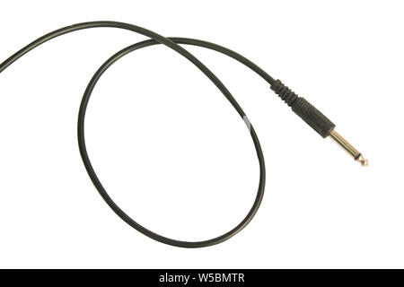 Guitar audio jack with black cable isolated on white background with clipping path Stock Photo