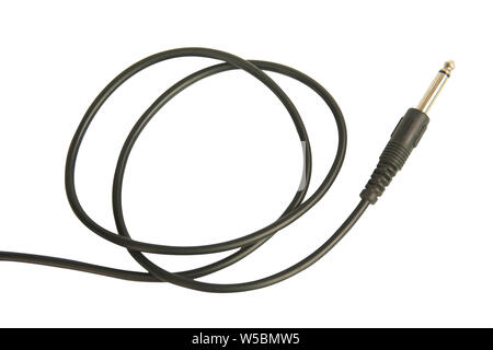 Guitar audio jack with black cable isolated on white background with clipping path Stock Photo