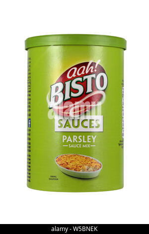 Bisto Sauces - A tub of Bisto Parsley Sauce Mix isolated on a white background Stock Photo