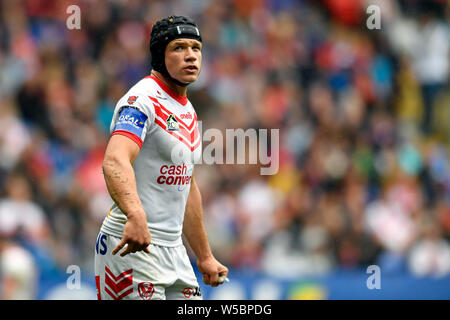 Bolton, UK. 27th July, 2019. Coral Challenge Cup Semi Final St Helens versus Halifax; Jonny Lomax of St Helens Credit: Action Plus Sports Images/Alamy Live News Stock Photo