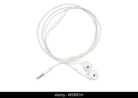white earphones isolated on white background with clipping path Stock Photo