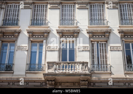 Typical Haussmann style facades, from the 19th century, traditional in the city centers of French cities such as Paris and Lyon, with their traditiona Stock Photo