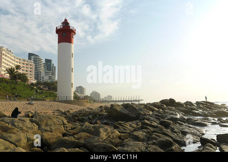 Durban, KwaZulu-Natal, South Africa, lighthouse on Umhlanga Rocks beach, early morning, landscape, background, seascape, African landscapes Stock Photo