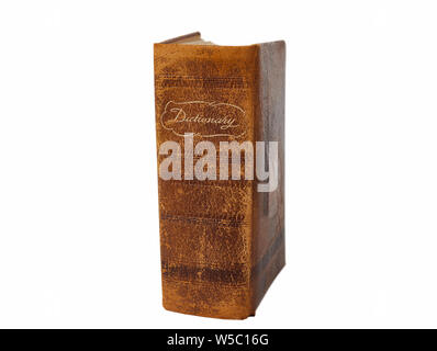 Large vintage dictionary covered in leather isolated on white Stock ...