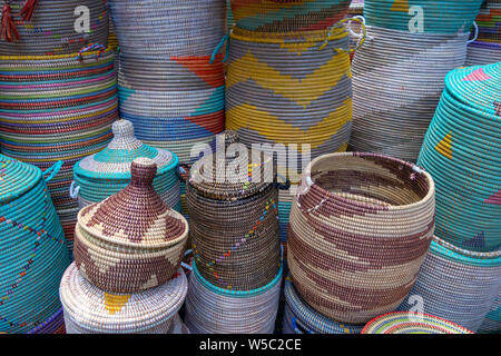 Hand made wicker baskets at an oudoor market Stock Photo