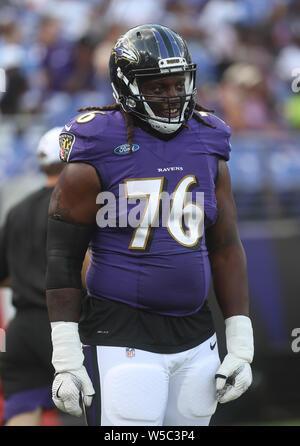 Baltimore, USA. 27th July, 2019. Baltimore Ravens WR Chris Moore (10)  participates in a practice at M&T Bank Stadium in Baltimore, Maryland on  July 27, 2019. Credit: Cal Sport Media/Alamy Live News