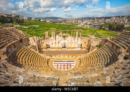 Roman Theatre in Jerash, near Amman, Jordan Stock Photo