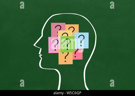 Man head with question marks Stock Photo
