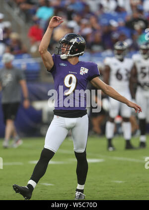 Baltimore, USA. 27th July, 2019. Baltimore Ravens WR Chris Moore (10)  participates in a practice at M&T Bank Stadium in Baltimore, Maryland on  July 27, 2019. Credit: Cal Sport Media/Alamy Live News