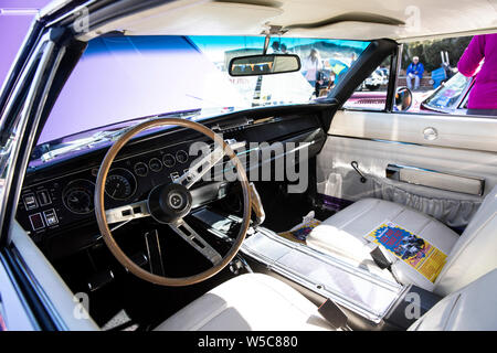 Car interior 1968 Dodge Charger rt 440 classic American muscle car on display at a classic car show in Newport,Sydney,Australia Stock Photo
