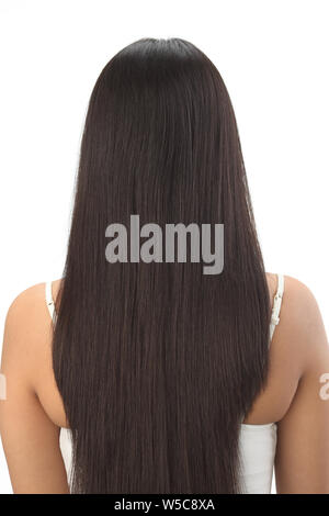 Rear view of a woman showing her straight hair Stock Photo - Alamy