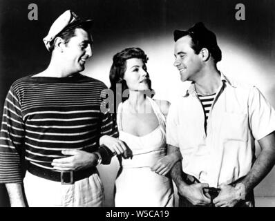 ROBERT MITCHUM , JACK LEMMON and RITA HAYWORTH in FIRE DOWN BELOW (1957), directed by ROBERT PARRISH. Credit: COLUMBIA PICTURES / Album Stock Photo