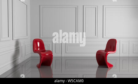 Empty white luxury room interior. 3d rendering Stock Photo