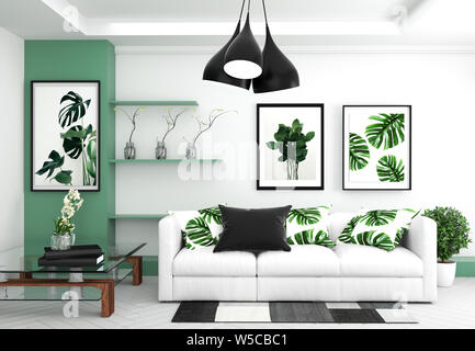 Living room interior - room modern tropical style with composition -  minimal design. 3D rendering Stock Photo - Alamy