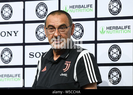 Head coach Maurizio Sarri of Juventus F.C. attends a press conference before the 2019 International Champions Cup football tournament against Inter Milan in Nanjing city, east China's Jiangsu province, 23 July 2019. Stock Photo
