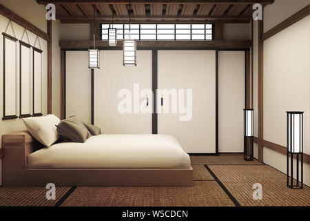 Japanese bedroom. 3D render Stock Photo