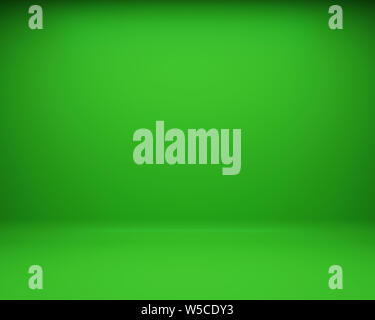green floor and wall background. 3D rendering Stock Photo
