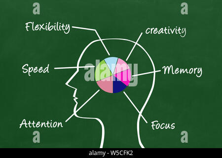Person head with pie chart Stock Photo