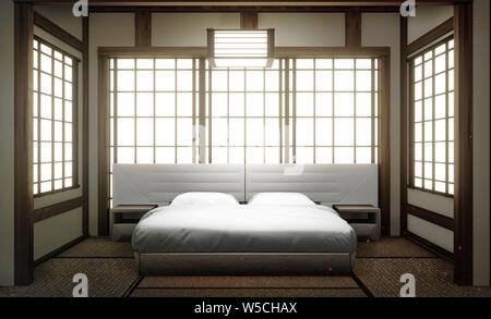 Interior Luxury modern Japanese style bedroom mock up, Designing the most beautiful. 3D rendering Stock Photo