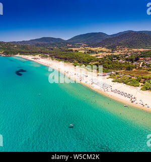 Cala Sinzias beach in Castiadas near Costa Rei on Sardinia island, Italy, Europe.